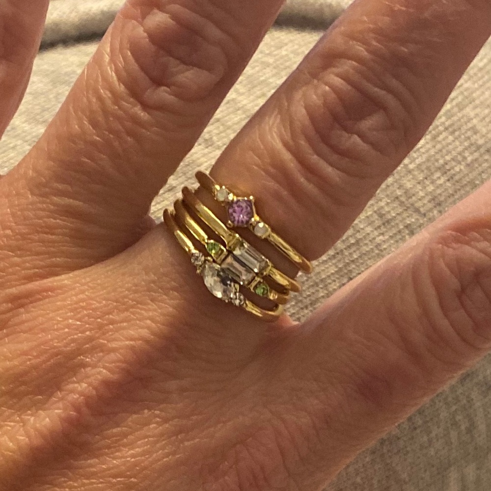 The Glam Squad gold plated delicate rings stack w color stones - Picture 8 of 9